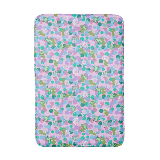 Niedliche Rosa und Grüne Frösche und Lily Pads Gir Badematte (Vorderseite Vertikal)