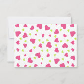 Niedliche Rosa- und Grüne Herz-Muster Hochzeit Save The Date (Rückseite)