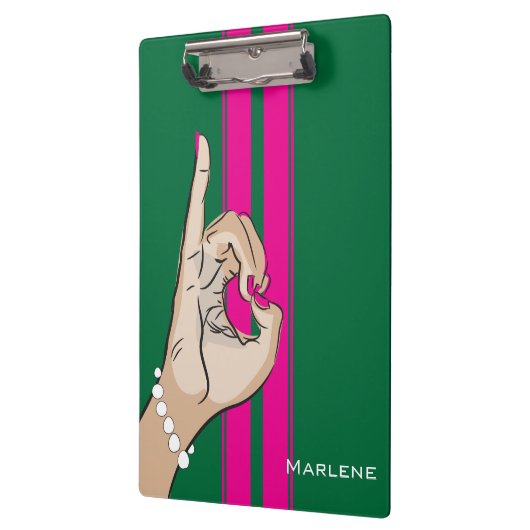 Niedliche rosa und grüne Illustration Klemmbrett (Links)