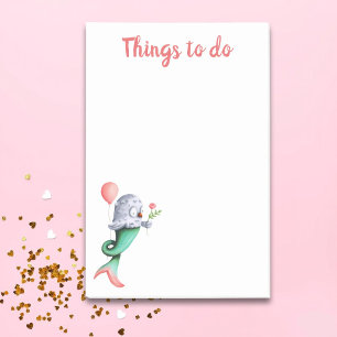 Niedliche rosa und grüne Meerjungfrau tun Post-it Klebezettel