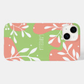 Niedliche Rosa und grüne Personalisierte Blüten Case-Mate iPhone Hülle (Rückseite (Horizontal))