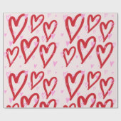 Niedliche rosa und rote Herzen Geschenkpapier (Flach)