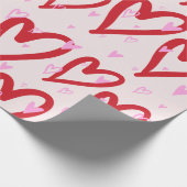 Niedliche rosa und rote Herzen Geschenkpapier (Ecke)