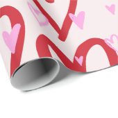 Niedliche rosa und rote Herzen Geschenkpapier (Rolleneckpunkt)