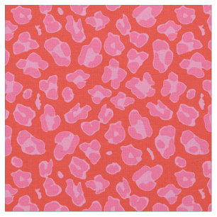 Niedliche Rosa und Rote Leoparden Stoff
