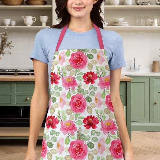 Niedliche rosa und rote Rose Schürze