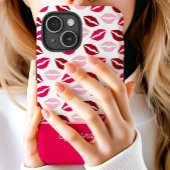 Niedliche Rosa und Roter Lipstick Kisses Skriptnam Case-Mate iPhone Hülle