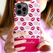 Niedliche Rosa und Roter Lipstick Kisses Skriptnam Case-Mate iPhone Hülle