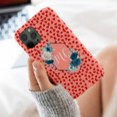 niedliche Rosa- und Rotherherdmuster Custom Monogr Case-Mate iPhone Hülle