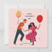 Niedliche Rosa- und Rottänzerin Valentinerkarte Karte (Vorderseite)