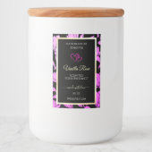 Niedliche, rosa und schwarze Blumenmarken Lebensmitteletikett (Vorderseite)