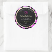 Niedliche, rosa und schwarze Blumenmarken Runder Aufkleber (Tasche)