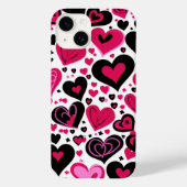 Niedliche rosa und schwarze Herzen Case-Mate iPhone Hülle (Rückseite)