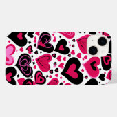 Niedliche rosa und schwarze Herzen Case-Mate iPhone Hülle (Rückseite (Horizontal))