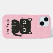 Niedliche Rosa und Schwarze Katze Case-Mate iPhone Hülle (Rückseite (Horizontal))