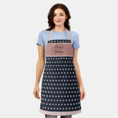 Niedliche, rosa und schwarze Polka gepunktete Schü Schürze (Getragen)