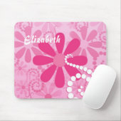 Niedliche Rosa- und Weiße-Blume Daisy-Muster Mousepad (Mit Mouse)