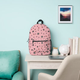 Niedliche rosa und weiße Blüten mit Korallenstern Bedruckter Rucksack