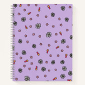 Niedliche rosa und weiße Blüten mit lila Sternen Notizblock (Vorderseite)