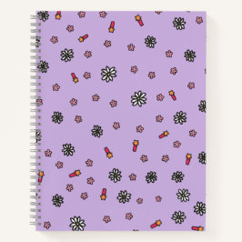 Niedliche rosa und weiße Blüten mit lila Sternen Notizblock