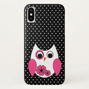 Niedliche rosa und weiße Eulen-Polka-Punkte Case-Mate iPhone Hülle