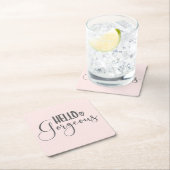 Niedliche Rosa und Weiße Flecken Hallo herrliche T Rechteckiger Pappuntersetzer (Vor Ort)