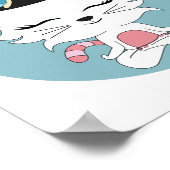 Niedliche rosa und weiße Katze in Medizin Poster (Ecke)