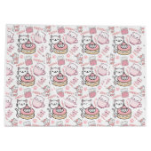 Niedliche, rosa und weiße Katzengeschenktasche Große Geschenktüte (Rückseite)