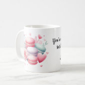 Niedliche Rosa und Weiße Macaron & Herz Personalis Kaffeetasse (Vorderseite Links)