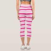 Niedliche, rosa und weiße Streifen Capri Leggings (Rückseite)