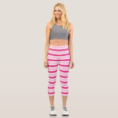Niedliche, rosa und weiße Streifen Capri Leggings (Vorderseite)