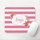 Niedliche, rosa und weiße Streifen Mousepad (Mit Mouse)