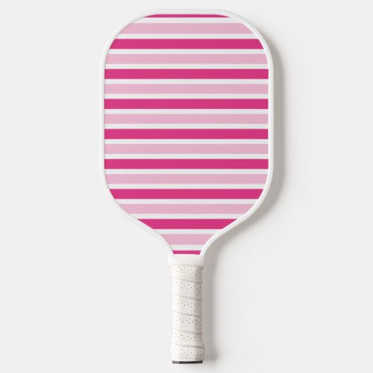 Niedliche, rosa und weiße Streifen Pickleball Schläger (Vorderseite)