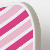 Niedliche, rosa und weiße Streifen Pickleball Schläger (Linke Seite)