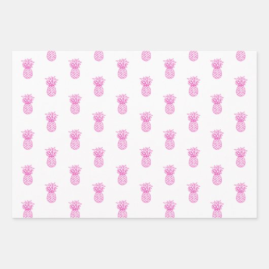Niedliche, rosa und weiße tropische Ananas Geschenkpapier Set (Vorderseite 2)