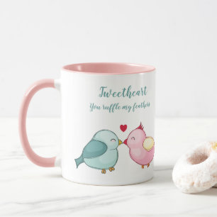 Niedliche Rosa und Weiße Valentinstag Liebe Vögel  Tasse