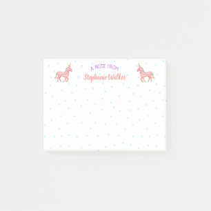Niedliche rosa Unicorns und Sterne   Post-it Klebezettel
