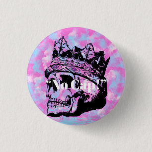 Niedliche rosa Vintage Schädelkrone Button