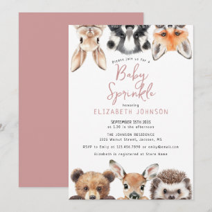 Niedliche Rosa Waldtiere Kinderdusche Sprinkle Einladung