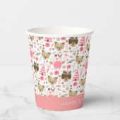 Niedliche rosa Waldtiere Personalisiert zum Geburt Pappbecher (Vorderseite)