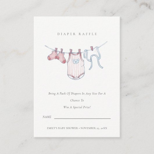 Niedliche rosa Wäscheleine Windelwaschmaschine Begleitkarte (Vorderseite)