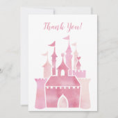 Niedliche Rosa Wasserfarbe gürtliche Burg Prinzess Dankeskarte (Vorderseite)