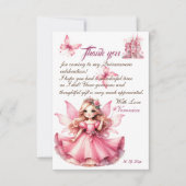 Niedliche Rosa Wasserfarbe gürtliche Burg Prinzess Dankeskarte (Vorderseite)