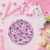 Niedliche, rosa, weiße abstrakte Blume Pappteller (Party)