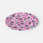 Niedliche, rosa, weiße abstrakte Blume Pappteller (Schrägansicht)