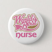 Niedliche rosa Weltbeste Krankenschwester Button (Vorderseite)