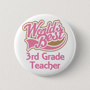 Niedliche rosa Weltbester 3. Grad-Lehrer Button
