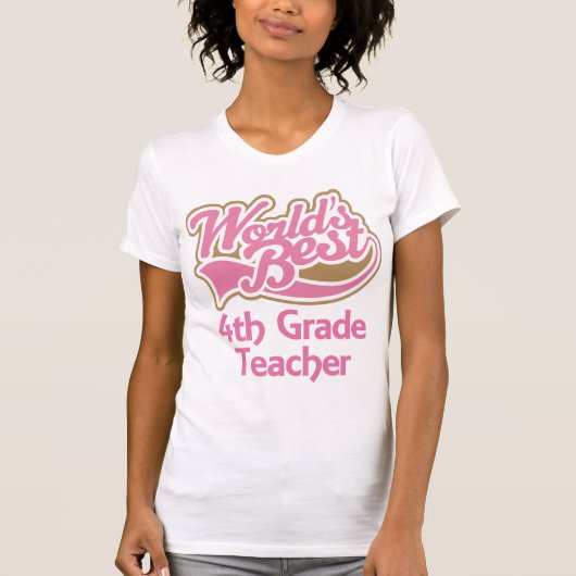Niedliche rosa Weltbester 4. Grad-Lehrer T-Shirt (Vorderseite)