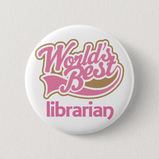 Niedliche rosa Weltbester Bibliothekar Button (Vorderseite)
