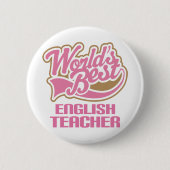 Niedliche rosa Weltbester englischer Lehrer Button (Vorderseite)